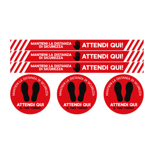 ADESIVI SEGNALETICA DA PAVIMENTO PER DISTANZA DI SICUREZZA- Tondo Red Diam. 30 cm- senza- pezzi 1