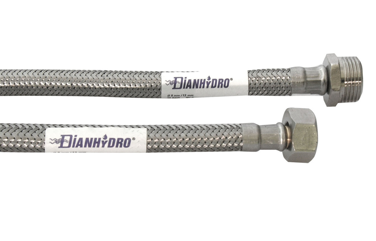 FLESSIBILE INOX MODELLO NORMALE  CM. 100- MF 1/2 x 1/2- DH- pezzi 1