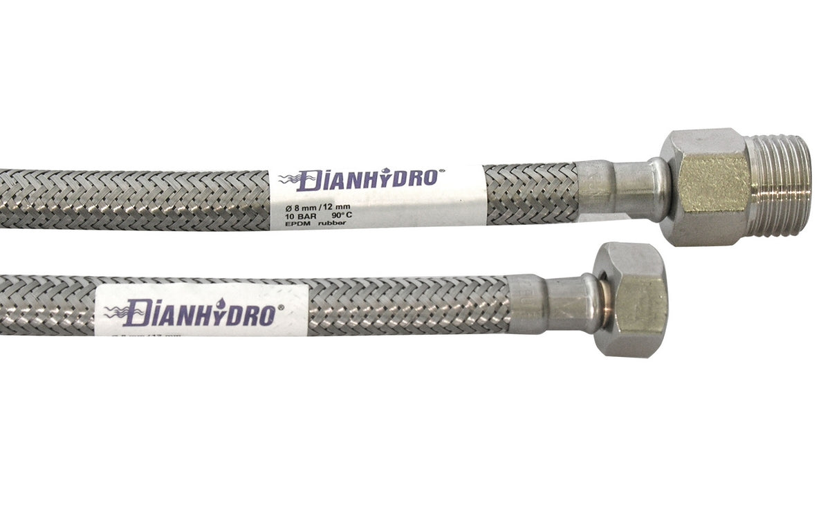 FLESSIBILE INOX MODELLO PROLUNGATO  CM. 30- MF 3/8 x 1/2- DH- pezzi 1