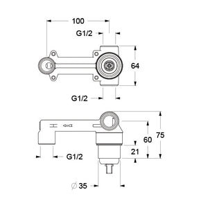 PARTE INCASSO PER MONOCOMANDO LAVABO A PARETE- Portata 12 lt/min- NYMO- pezzi 1