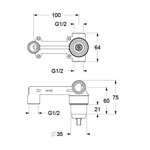 PARTE INCASSO PER MONOCOMANDO LAVABO A PARETE- Portata 12 lt/min- NYMO- pezzi 1
