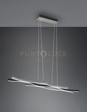 BLAZE SOSPENSIONE LED 35W 4300lm, 2300+3000+4000K ONDULATA METALLO ALLUMINIO E NERO DIMMERABILE CON INTERRUTTORE L. 108CM