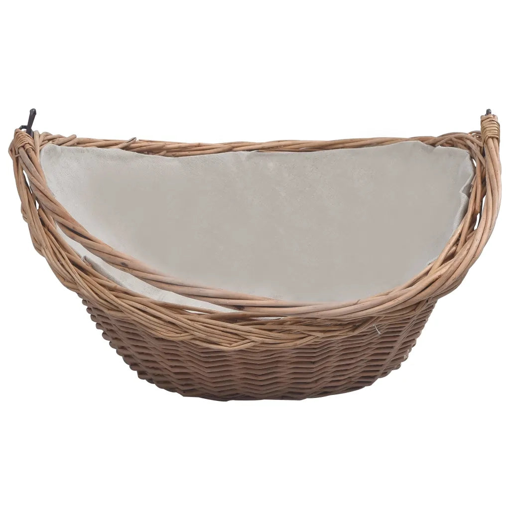 Cesta Legna da Ardere con Manico-Cestino per Legna 57x46,5x52cm Marrone in Salice