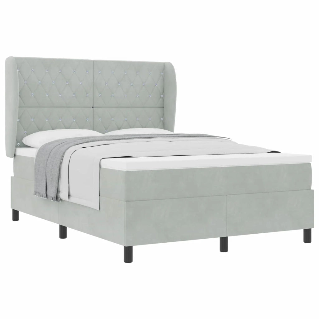 Letto a molle con materasso Grigio chiaro 200 x 140 cm Velluto 3340874