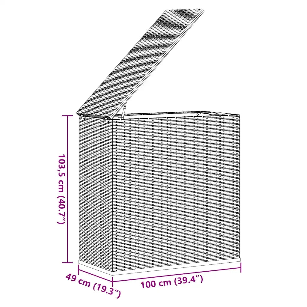 Contenitore da Giardino in Rattan PE 100x49x103,5 cm Grigio 317225