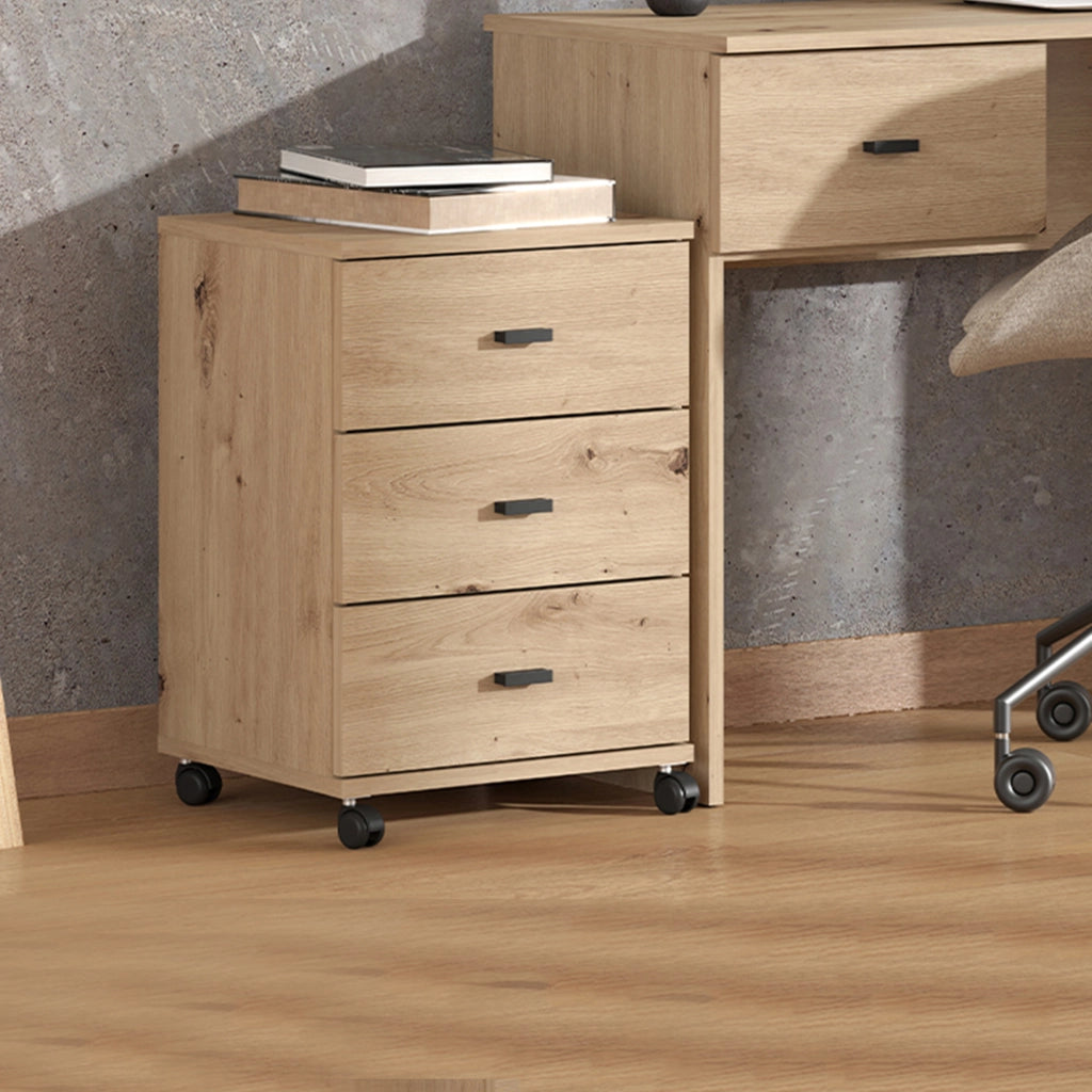 Kaza, Cassettiera 3 Cassetti, 39x35x56h cm Marrone Rovere Nodi