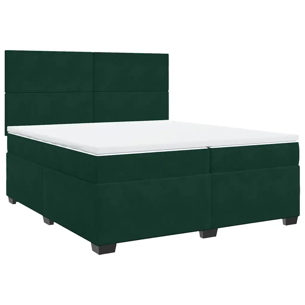 Giroletto a Molle con Materasso Verde Scuro 200x200 cm Velluto 3290999