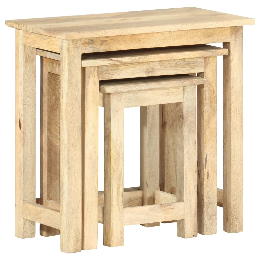 Tavolini Impilabili 3 pz in Legno Massello di Mango cod mxl 19789