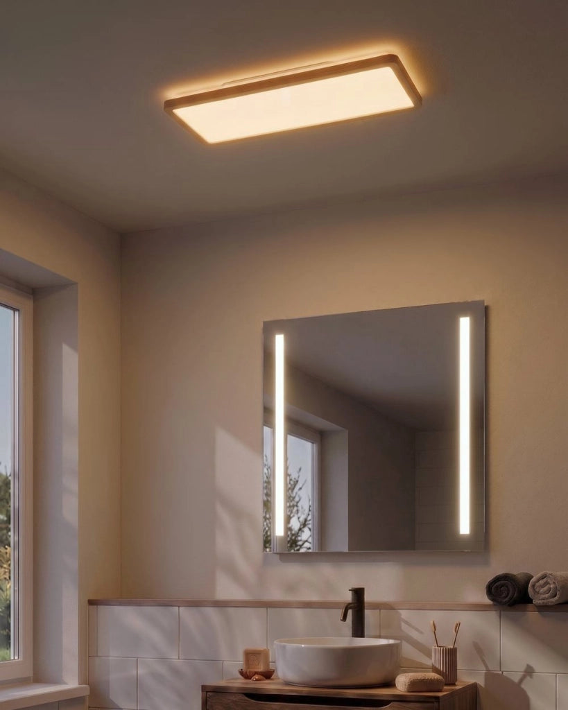 Plafoniera LED Marrone Chiaro a Pannello con Telecomando per Montaggio a Soffitto