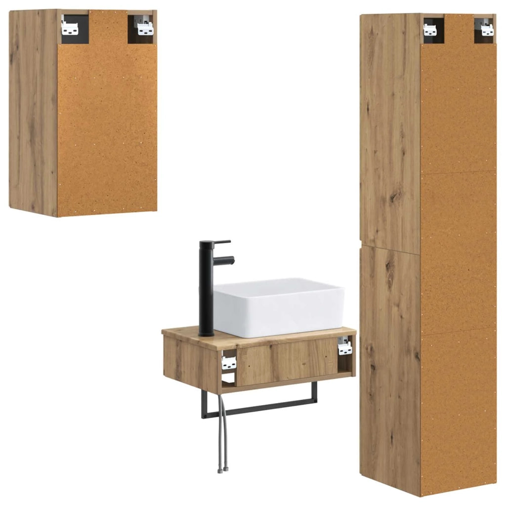 Set di mobili per il bagno 3 pz Rovere Artigianale 3406062