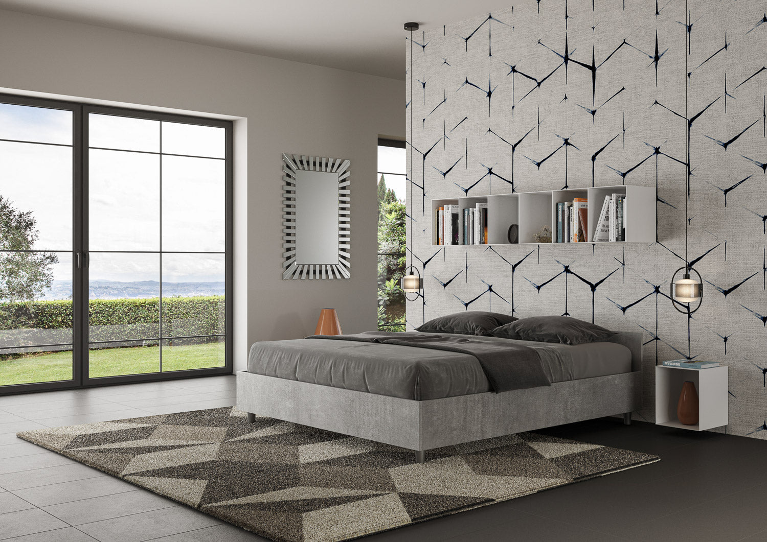 Letto Matrimoniale 160x190 cm Senza Rete Nuamo Cemento