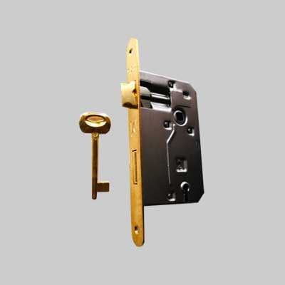 SERRATURA PER PORTE IN LEGNO 'PATENT' FRONTALE BORDO TONDO BONAITI E50 Ottonata - BONAITI