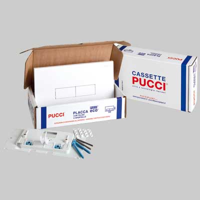 KIT ECO DOPPIO TASTO TELAIO + PLACCA CM.33  Sp.1,2 Bianca PUCCI 80179560