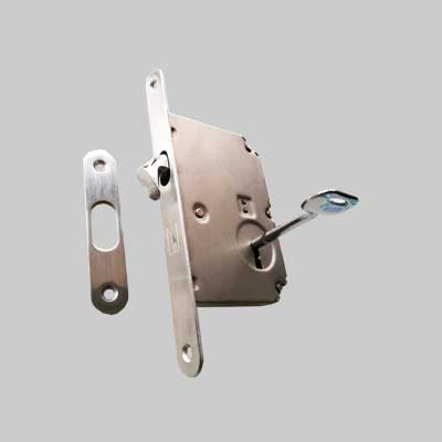 SERRATURA PER PORTE SCORREVOLI A GANCIO BONAITI E50 - Cromo satinato - BONAITI