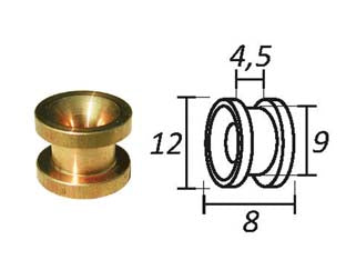 PASSAFILO IN OTTONE PER TESTINE CON SEDE- - ø mm.8, ø esterno mm.12 - 10 pezzi