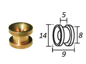 PASSAFILO IN OTTONE PER TESTINE CON SEDE- - ø mm.9, ø esterno mm.14 - 10 pezzi