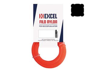 FILO PER DECESPUGLIATORE IN NYLON QUADRO ARANCIO- - mm.2,4 in matassa da mt.50 - 2 blister EXCEL