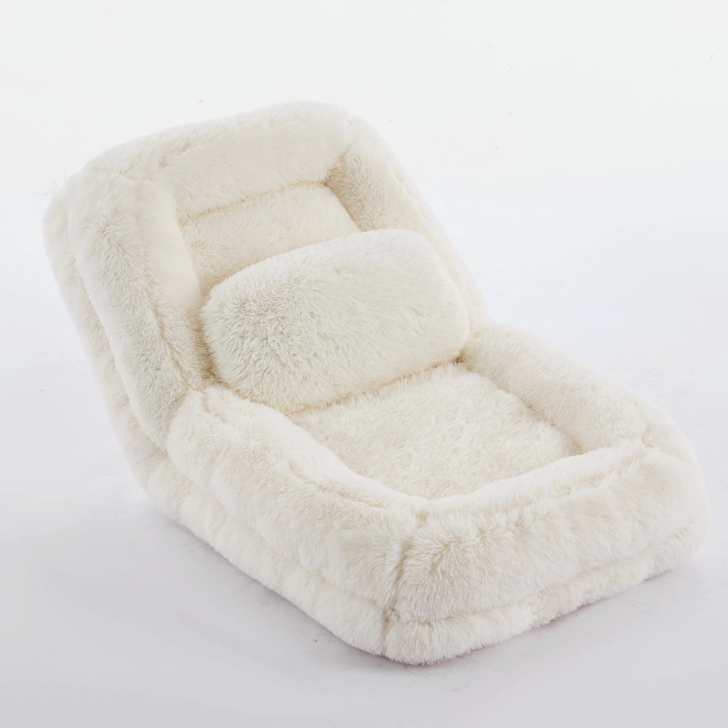 Poltrona relax da pavimento 1 posto con schienale regolabile, cuscino, in poliestere, beige
