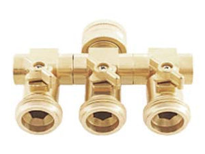 PRESA RUBINETTO IN OTTONE TRE USCITE FILETTATE    IL CAMPO