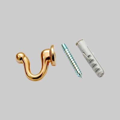 GANCETTO PER TENDAGGI PESANTE 37 mm - Oro - blister 2 pezzi