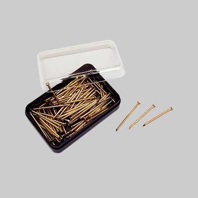 CHIODINI PER GANCI PER QUADRI OTTONATI 25 mm - scatolina 100 pezzi - 15 confezioni