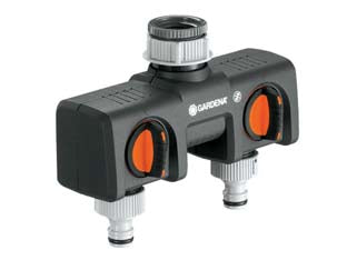 DISTRIBUTORE A 2 VIE CON INNESTI RAPIDI- - per rubinetti da 3/4-1 in blister (8193-20) - 1 blister GARDENA