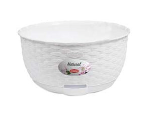 CIOTOLA NATURAL BIANCA CON RISERVA D'ACQUA Ø CM.30- - cm. 30x14.5h. - lt.5.9 - 2 pezzi STEFANPLAST