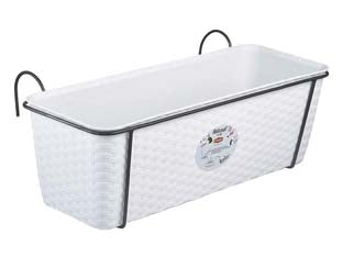 SET BALCONE NATURAL BIANCO C/RISER. ACQUA SUPP.METALLO ANTRACITE CM.50  cm. 50x18x16h.  lt.9.2    STEFANPLAST