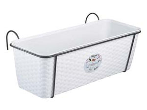 SET BALCONE NATURAL BIANCO C/RISER. ACQUA SUPP.METALLO ANTRACITE CM.50  cm. 50x18x16h.  lt.9.2    STEFANPLAST