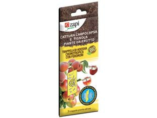 TRAPPOLA BIADESIVA PER CARPOCAPSA E TIGNOLA PIANTE DA FRUTTO PZ.3- - 3 trappole adesive cm.9,6x18,5h. - 3 pezzi ZAPI