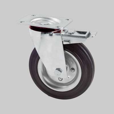 RUOTA INDUSTRIALE GIREVOLE IDEAL STAR C/FRENO 100 mm - portata 80 kg - IDEAL STAR