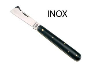 COLTELLO DA INNESTO IN ACCIAIO INOX CON MANICO FINTO CORNO  cm.17  32005    AUSONIA