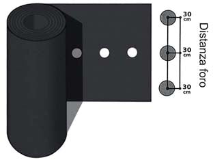 FOGLIA POLIETILENE NERA PACCIAMATURA 1 FORO PASSO CM.30 H.CM.120- - rotolo mt.100 - 1 rotolo
