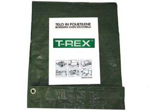 TELO OCCHIELLATO BORDATO CON ANGOLI RINFORZATI 200 GR. PESANTE  mt.4x6  gr.200 al mq.  colore verde/blu    TREX