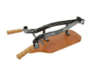 PORTA PROSCIUTTO A CERNIERA IN FERRO CON BASE IN LEGNO  cm.19x62x17h.