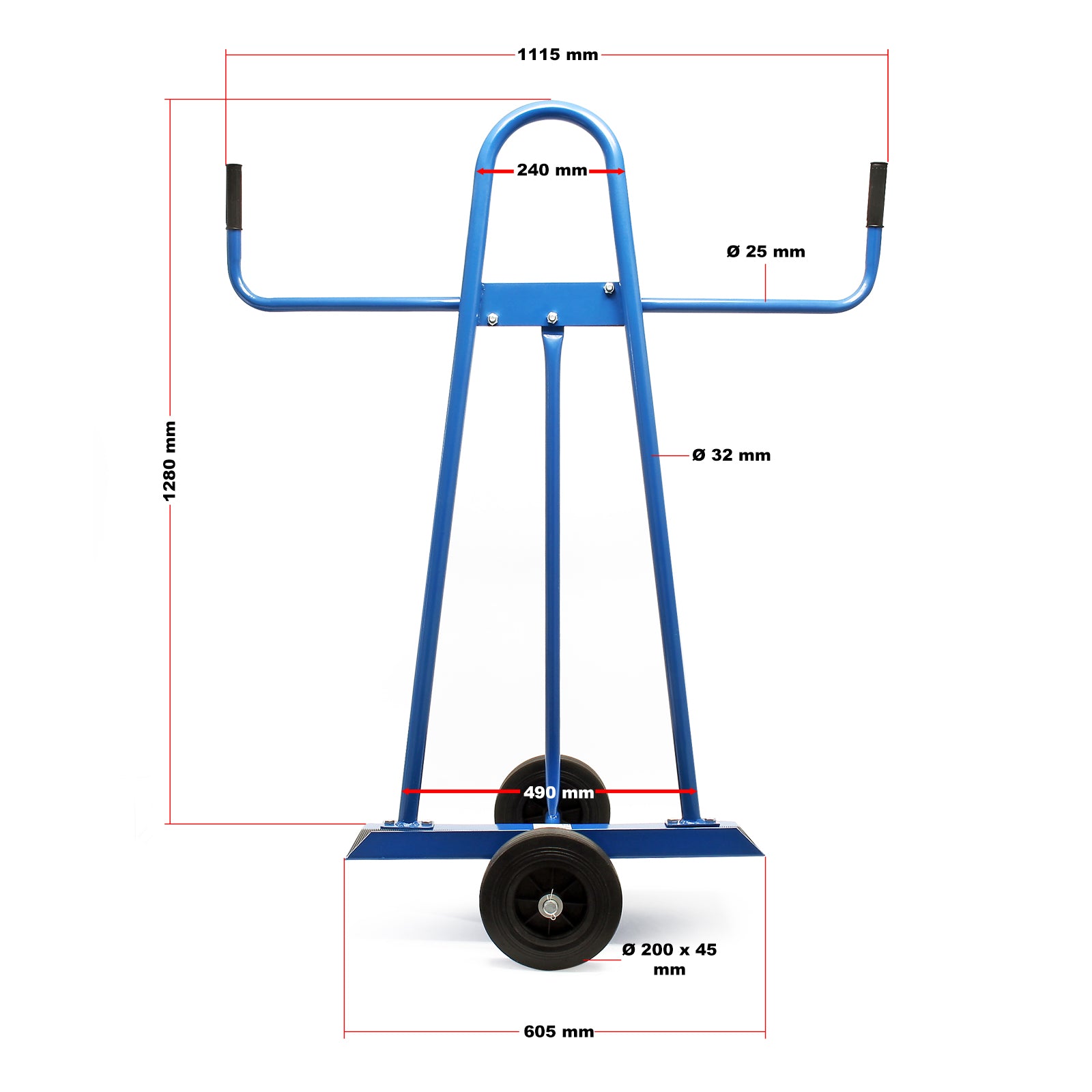 Carrello porta pannelli Portata 300kg 2 pneumatici in gomma piena Per piastre di grandi dimensioni