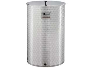 CONTENITORE ENOLOGICO A FONDO PIANO INOX 18/10 SALDATO  lt.50 ø mm.390x490h. bocc.F1/2 fiorettato    MAFFEI