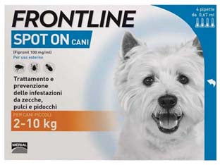 FRONTLINE SPOTON PER CANI PICCOLI E CUCCIOLI  in confezione da 4 pipette    FRONTLINE