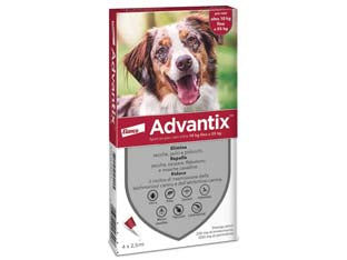 ANTIPARASSITARIO ADVANTIX PER CANI DA KG.10 A KG.25  in conf. da 4 pipette SPOTON    ADVANTIX