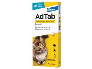 ADTAB COMPRESSE MASTICABILI PER GATTI KG.28  3 compresse da mg.48 di lotilaner    ADTAB