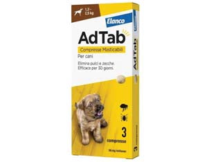 ADTAB COMPRESSE MASTICABILI PER CANI KG.1,32,5  3 compresse da mg.56,25 di lotilaner    ADTAB