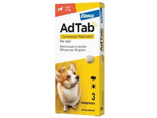 ADTAB COMPRESSE MASTICABILI PER CANI KG.5,511  3 compresse da mg.225 di lotilaner    ADTAB
