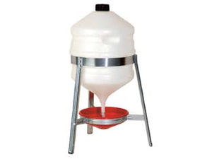 ABBEVERATOIO SATURNO IN PLASTICA CON TREPPIEDI IN METALLO PER POLLI  lt.30 di capienza ø cm.31x72h.