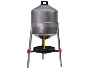 ABBEVERATOIO GIOVE IN LAMIERA CON TREPPIEDI IN METALLO PER POLLI  lt.30 di capienza ø cm.31x72h.