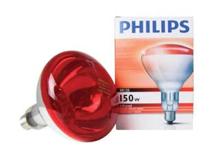 LAMPADA RISCALDANTE PHILIPS A RAGGI INFRAROSSI IN VETRO DURO  IR R125 240V E27  150W
