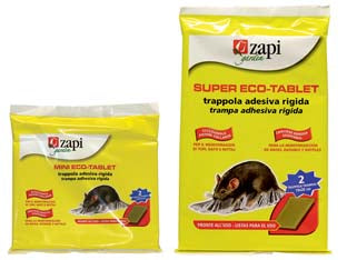 COLLA PER TOPI SU TAVOLETTA ECO-TABLET- - MINI, confezione 2 tavolette adesive cm.14x19 - 24 confezione ZAPI