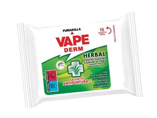 SALVIETTE PROFUMATE ANTIPUNTURA DERM HERBAL- - in flowpack pz.15 - 12 pezzi VAPE