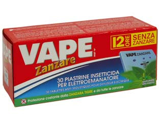 PIASTRINA PER ELETTROEMANATORI ZANZARE COMUNI E TIGRE MENTA- - in confez. da pz.30 - 12 pezzi VAPE