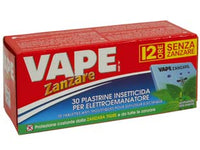 PIASTRINA PER ELETTROEMANATORI ZANZARE COMUNI E TIGRE MENTA- - in confez. da pz.30 - 12 pezzi VAPE
