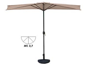 OMBRELLONE IN METALLO A PARETE 1/2 TONDO CON MANOVELLA  cm.270 palo ø mm.38    VETTE